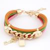 Leather Gold Key Locker Chain Bracelet (4colors-BLS093) Instock $10.00