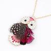 Pink Owl Feather Long Chain Necklace (NLS236) Instock $7.50